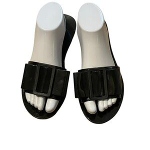 Melissa Black Thong Sandal, Large‎ Bow, Size 7, GUC